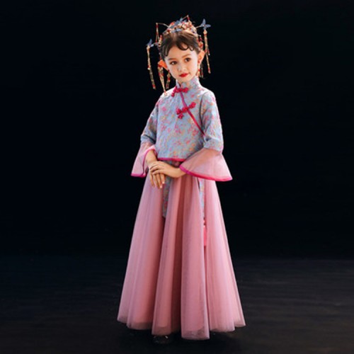Girls chinese dress qipao dress singers stage performance drama guzheng performance model show performance dresses